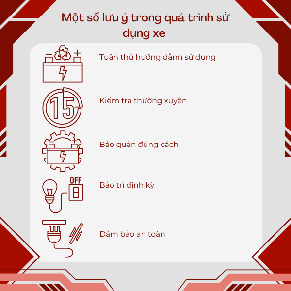 lưu ý khi sử dụng xe